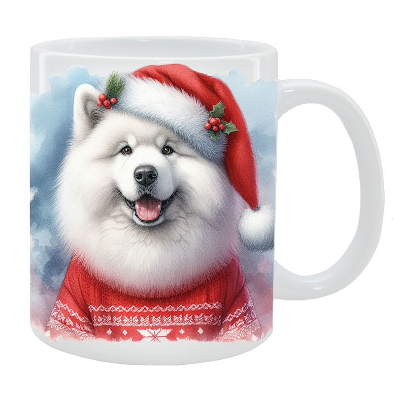 Kubek z psem Samojed - Kolekcja Świąteczna