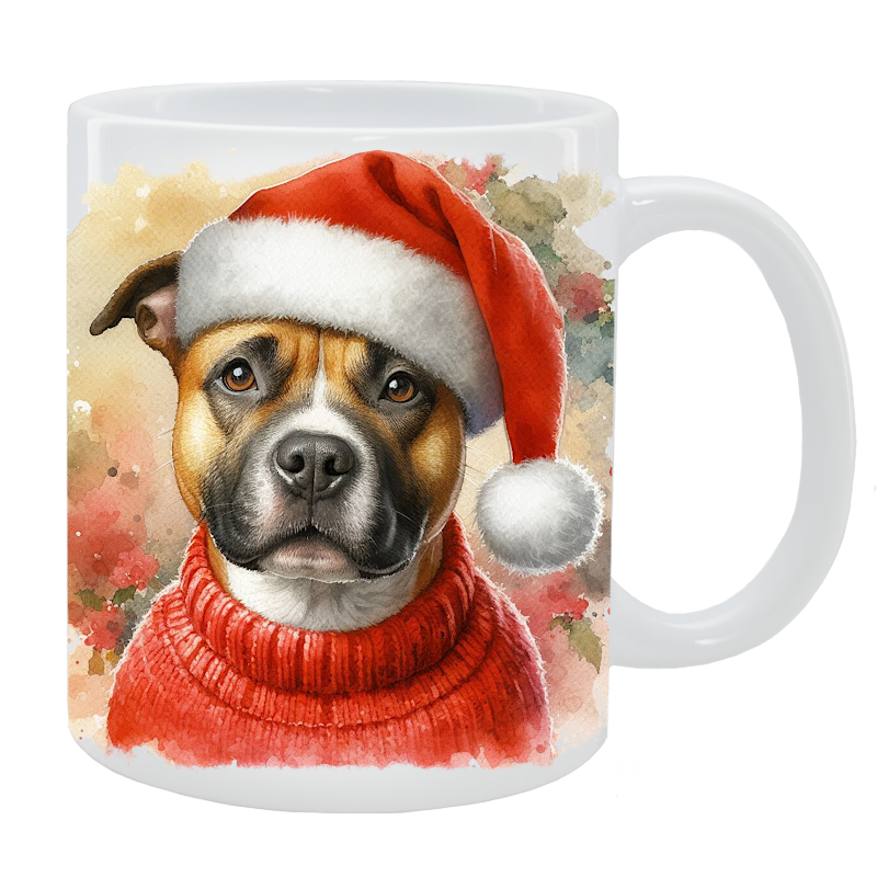 Kubek z psem Staffordshire Bull Terrier - Kolekcja Świąteczna