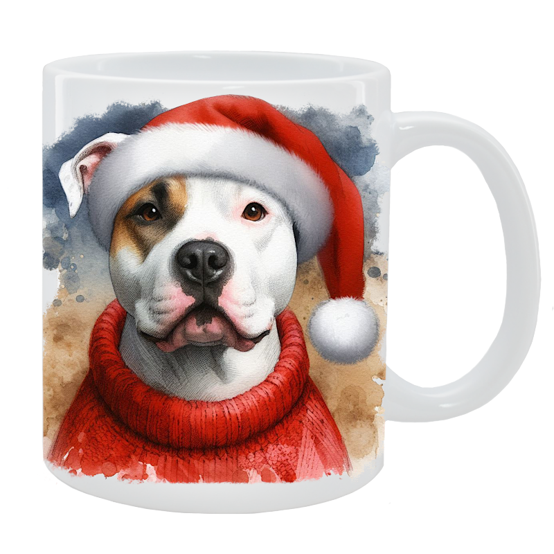Kubek z psem American Staffordshire Terrier - Kolekcja Świąteczna