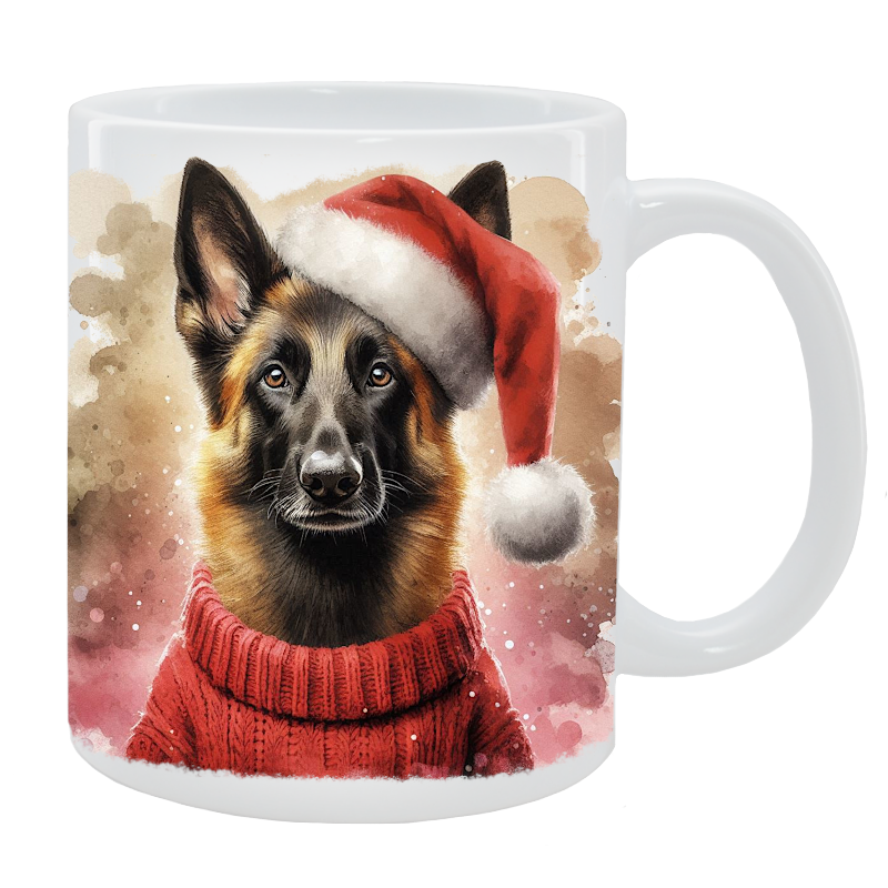 Kubek z psem Owczarek belgijski Malinois - Kolekcja Świąteczna