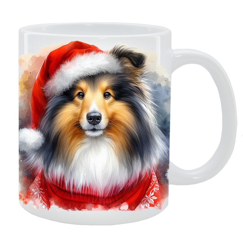 Kubek z psem Owczarek szetlandzki Sheltie - Kolekcja Świąteczna
