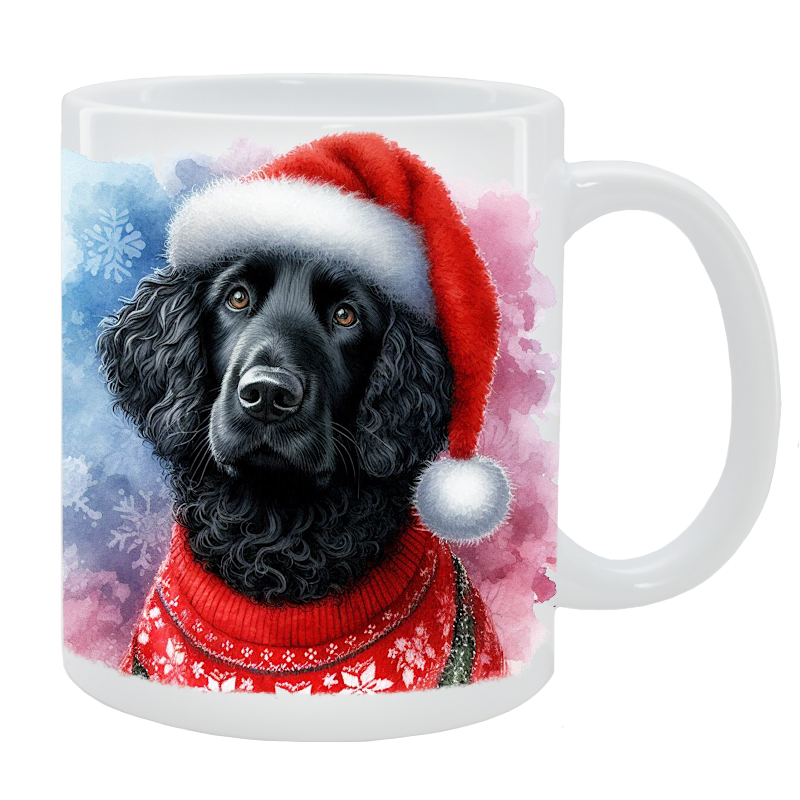 Kubek z psem Curly Coated Retriever - Kolekcja Świąteczna