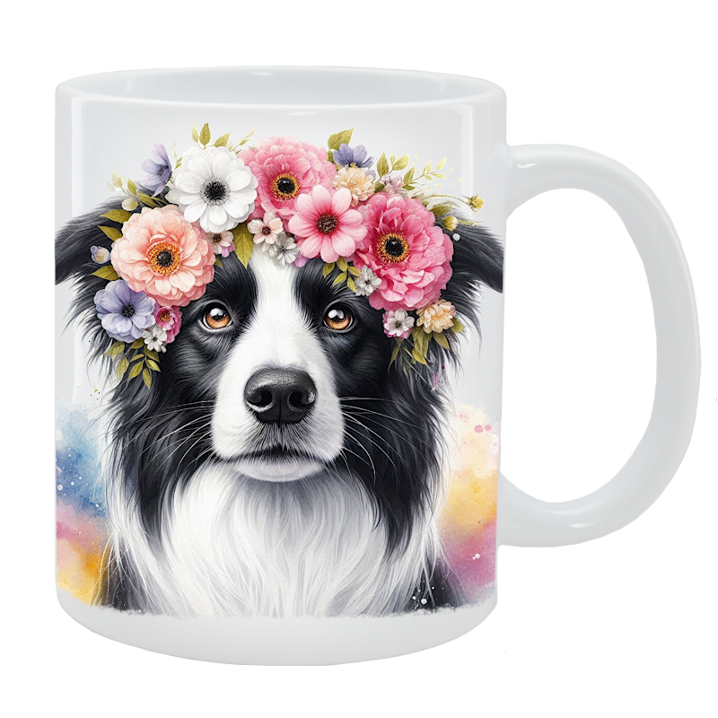 Kubek Border Collie- Kolekcja Floral