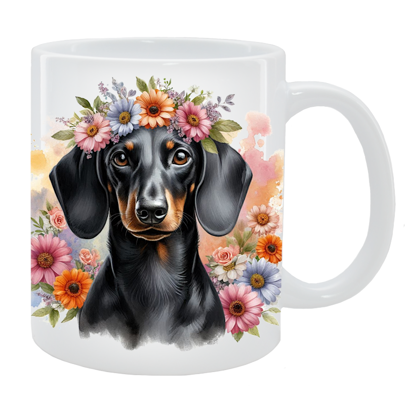Kubek Jamnik krótkowłosy - Kolekcja Floral
