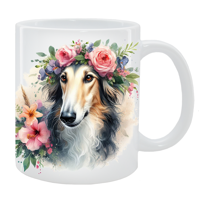 Kubek Chart rosyjski borzoj - Kolekcja Floral