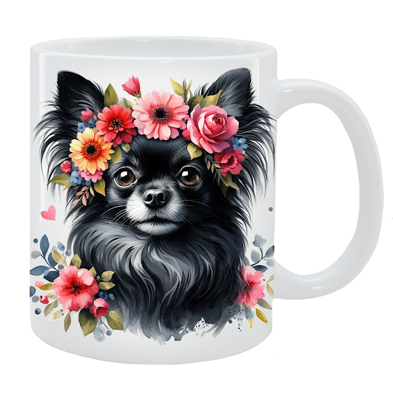 Kubek Chihuahua – Long-haired - Kolekcja Floral