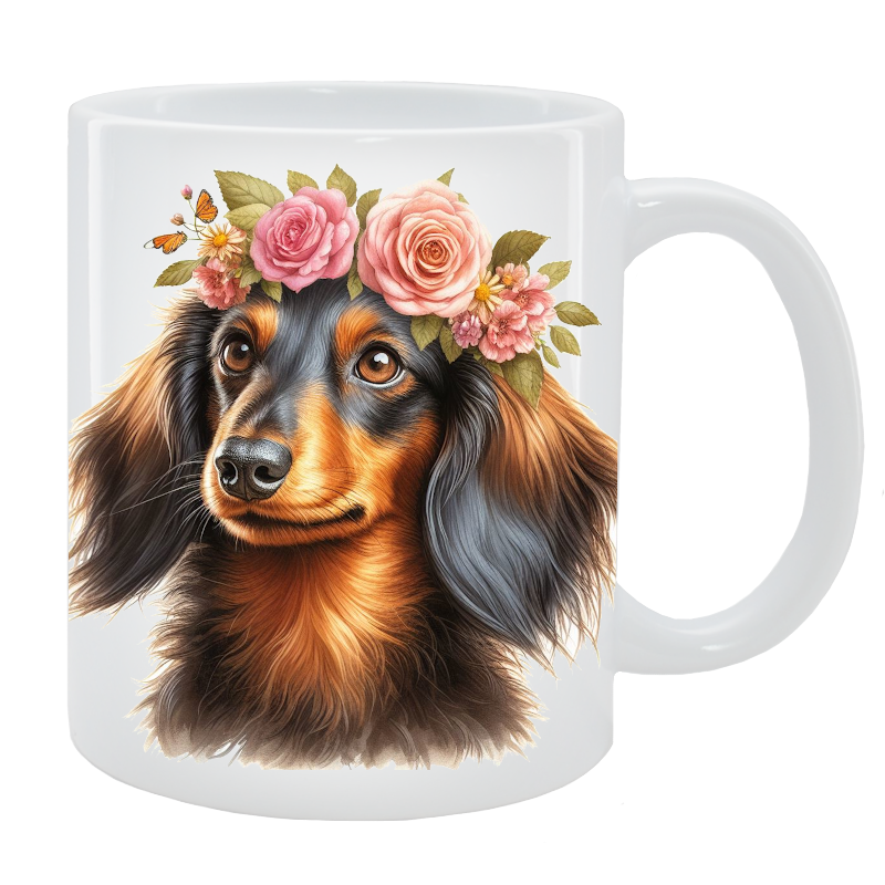Kubek Jamnik długowłosy - Kolekcja Floral