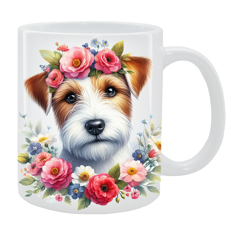 Kubek Parson Russell Terrier - Kolekcja Floral
