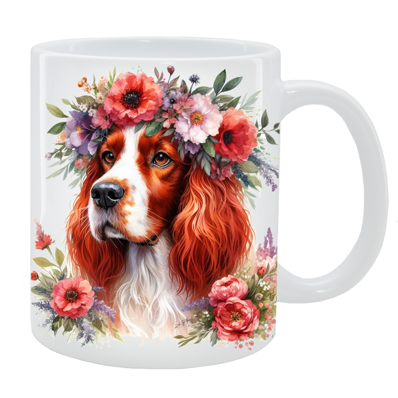 Kubek Seter irlandzki czerwono-biały - Kolekcja Floral
