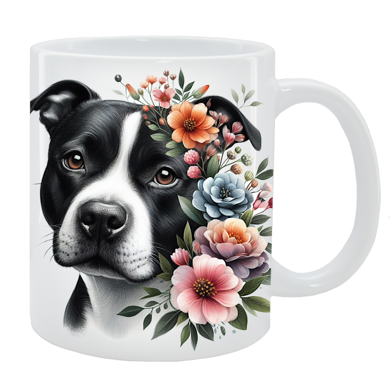 Kubek Staffordshire Bull Terrier - Kolekcja Floral
