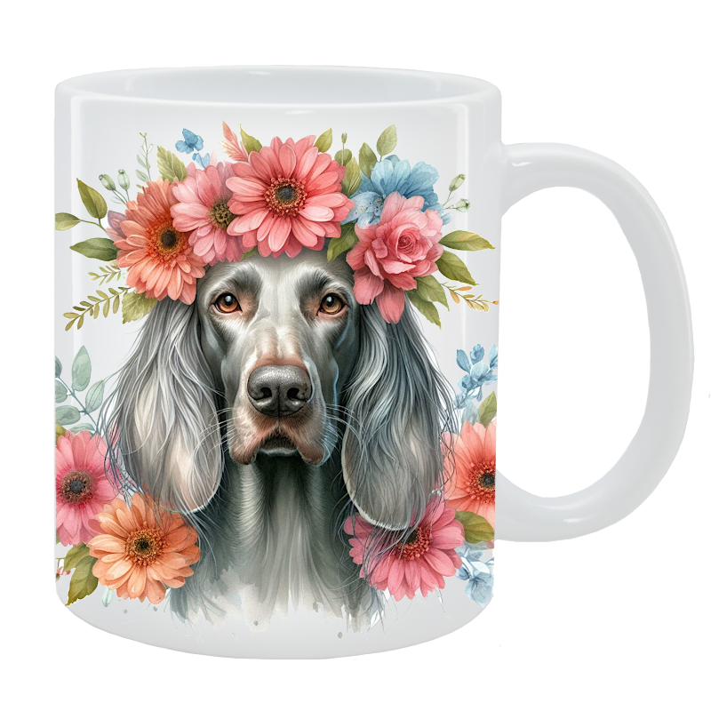 Kubek Wyżeł weimarski długowłosy - Kolekcja Floral