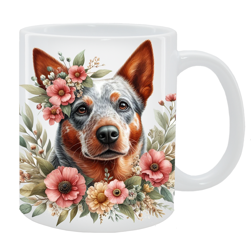 Kubek Australian Stumpy Tail Cattle Dog - Kolekcja Floral