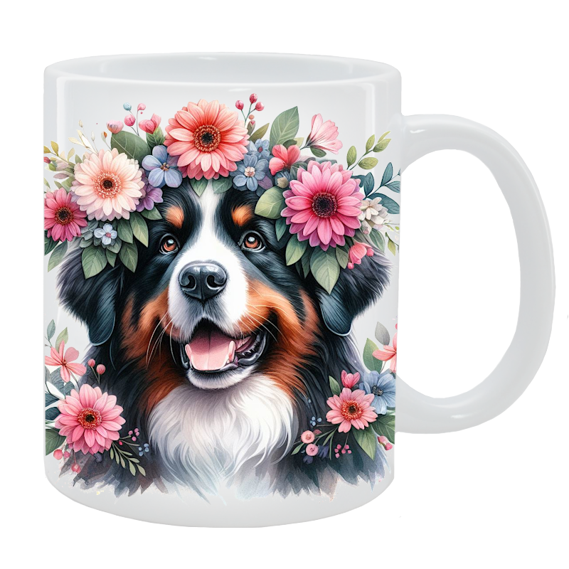Kubek Berneński pies pasterski - Kolekcja Floral