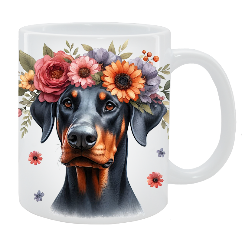 Kubek Doberman - Kolekcja Floral