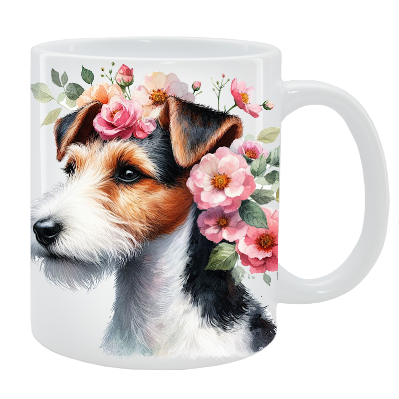Kubek Foksterier szorstkowłosy - Kolekcja Floral