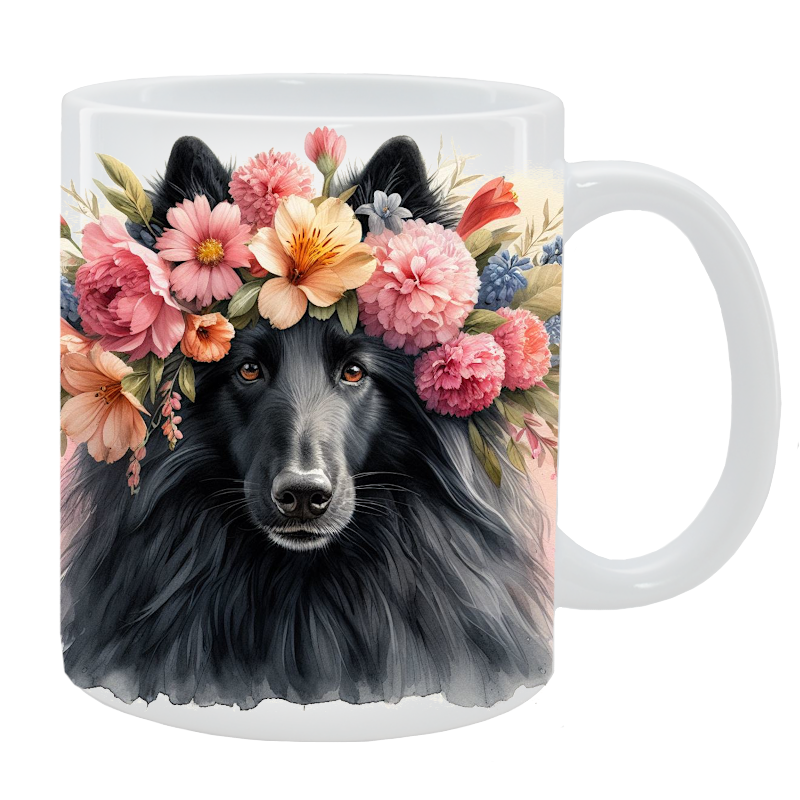 Kubek Owczarek Belgijski Groenendael - Kolekcja Floral