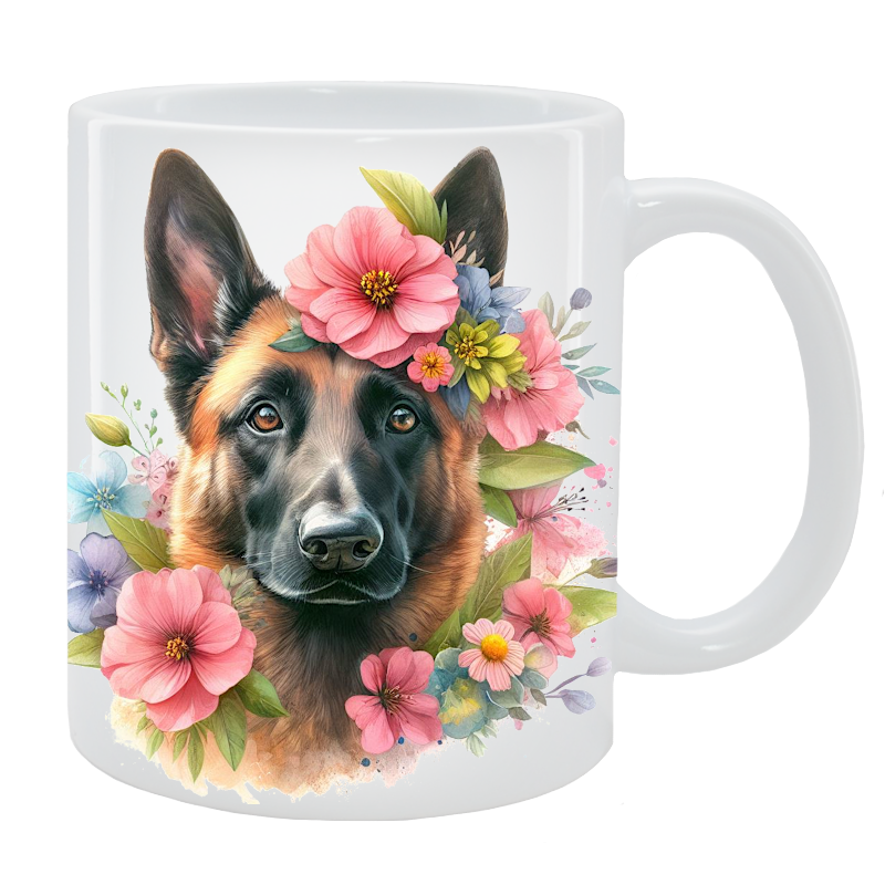 Kubek Owczarek Belgijski Malinois - Kolekcja Floral
