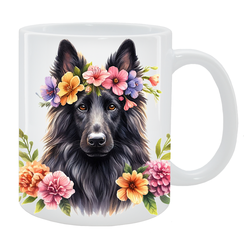 Kubek Owczarek holenderski długowłosy - Kolekcja Floral