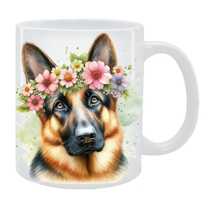 Kubek Owczarek niemiecki krótkowłosy - Kolekcja Floral