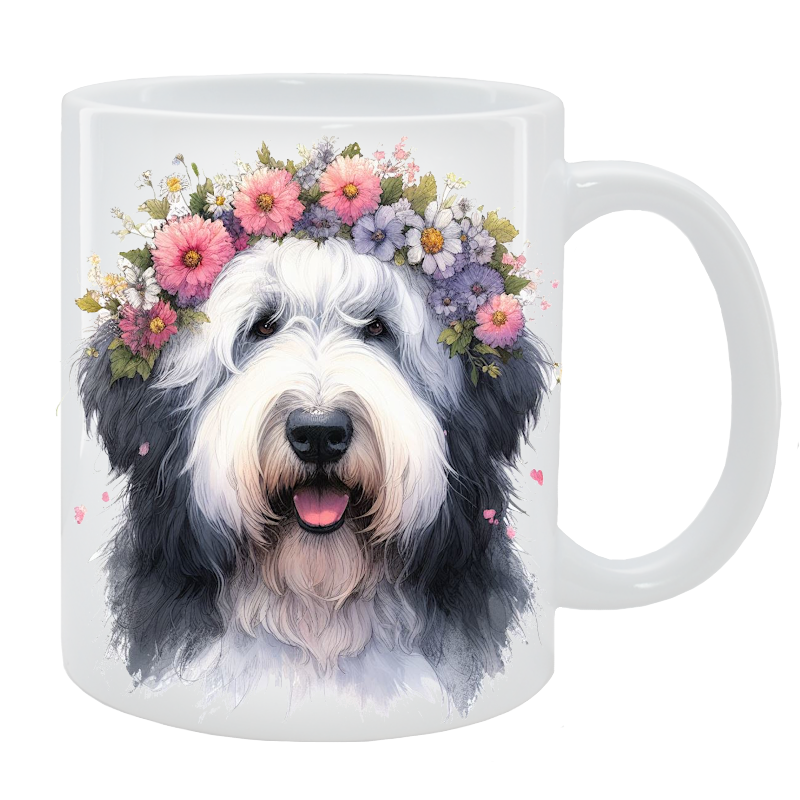 Kubek Owczarek staroangielski Bobtail - Kolekcja Floral