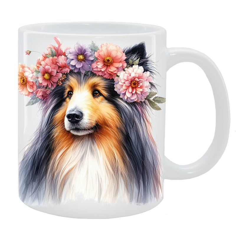 Kubek Owczarek szkocki długowłosy - Kolekcja Floral