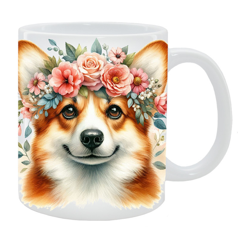 Kubek Welsh Corgi - Kolekcja Floral