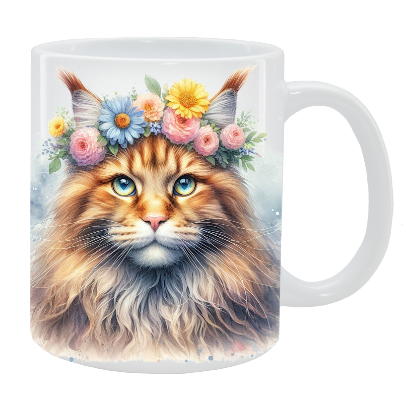 Kubek Kot Maine Coon - Kolekcja Floral