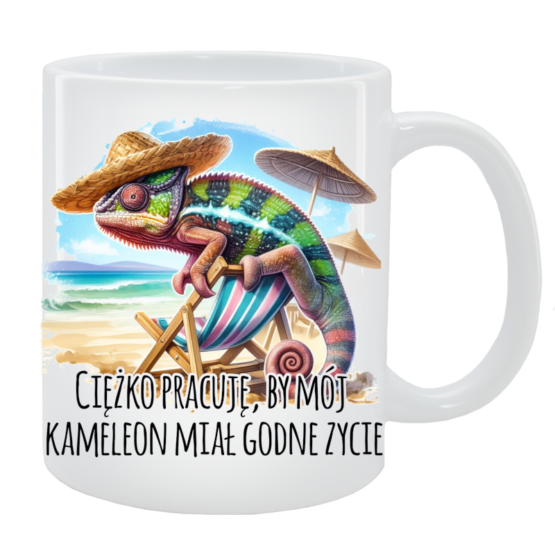 Kubek Kameleon - Ciężko pracuję, aby mój Kameleon miał godne życie