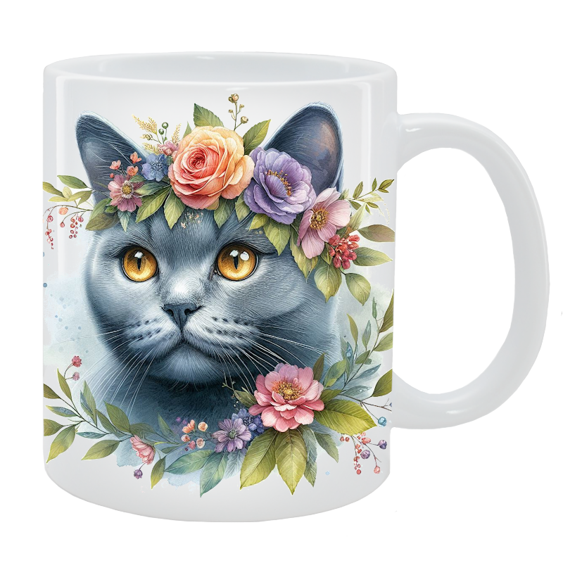 Kubek Kot Chartreux- Kolekcja Floral