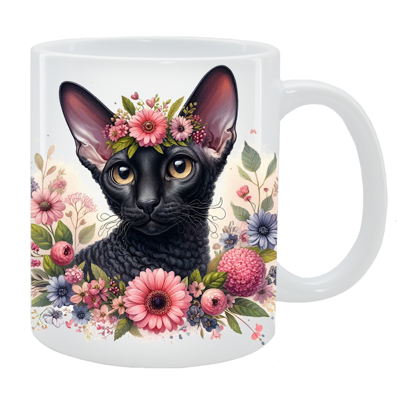 Kubek Kot Cornish rex - Kolekcja Floral