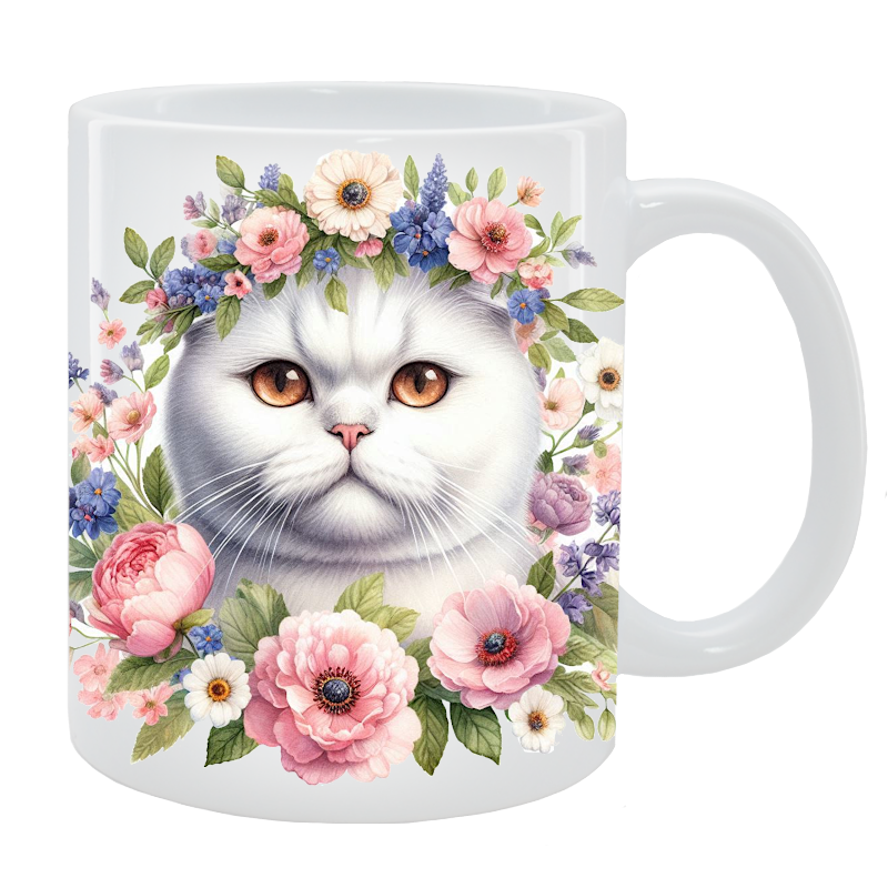 Kubek Kot Szkocki zwisłouchy- Kolekcja Floral